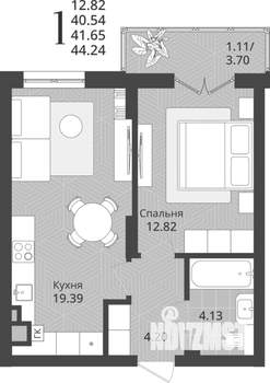 1-к квартира, строящийся дом, 42м2, 2/9 этаж