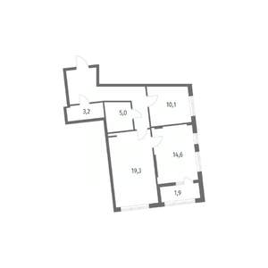 2-к квартира, строящийся дом, 68м2, 8/8 этаж