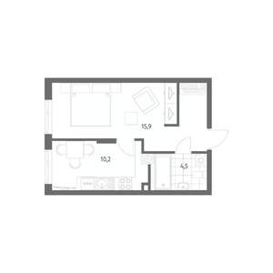 1-к квартира, вторичка, 36м2, 1/8 этаж