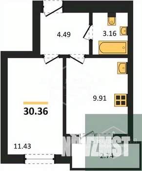 1-к квартира, вторичка, 30м2, 5/9 этаж