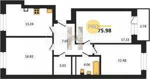 2-к квартира, вторичка, 58м2, 9/9 этаж