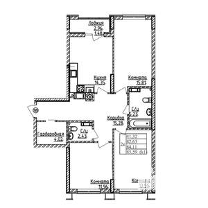 3-к квартира, строящийся дом, 84м2, 5/9 этаж