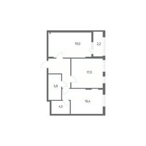 2-к квартира, вторичка, 73м2, 6/8 этаж