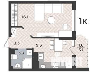 1-к квартира, вторичка, 35м2, 9/9 этаж