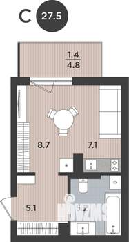 Студия квартира, вторичка, 28м2, 3/9 этаж