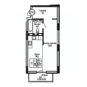 Студия квартира, вторичка, 37м2, 4/9 этаж