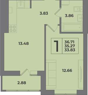 1-к квартира, вторичка, 37м2, 2/9 этаж