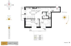 2-к квартира, строящийся дом, 83м2, 7/7 этаж