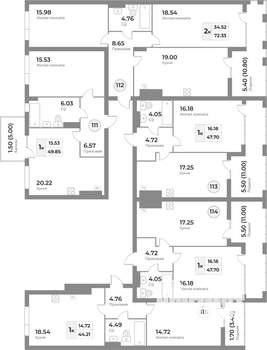 2-к квартира, вторичка, 72м2, 6/7 этаж