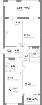 3-к квартира, вторичка, 88м2, 4/7 этаж