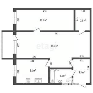 2-к квартира, вторичка, 44м2, 2/4 этаж