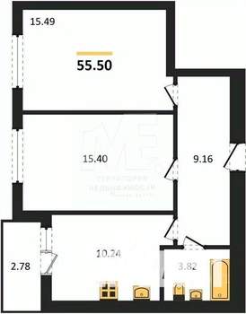 2-к квартира, вторичка, 56м2, 5/9 этаж