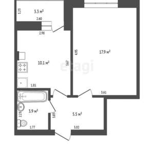 1-к квартира, сданный дом, 41м2, 5/9 этаж