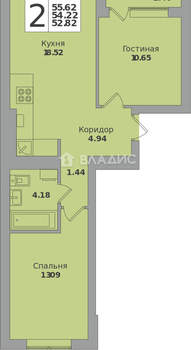 2-к квартира, вторичка, 56м2, 1/8 этаж