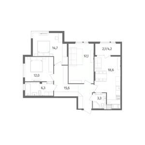 3-к квартира, вторичка, 90м2, 5/12 этаж