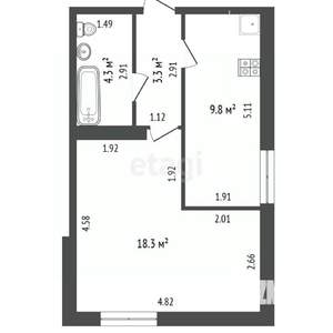 1-к квартира, вторичка, 36м2, 1/11 этаж