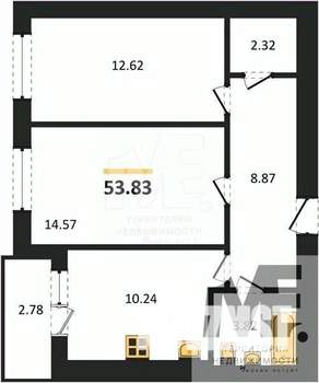 2-к квартира, вторичка, 54м2, 2/9 этаж