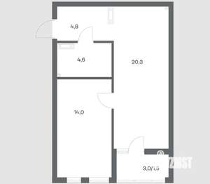 1-к квартира, строящийся дом, 45м2, 8/18 этаж