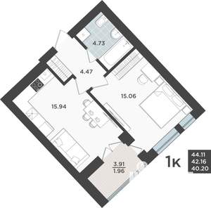 1-к квартира, вторичка, 42м2, 3/10 этаж