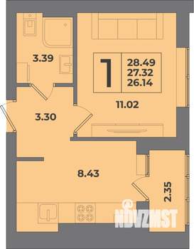 1-к квартира, вторичка, 28м2, 2/8 этаж