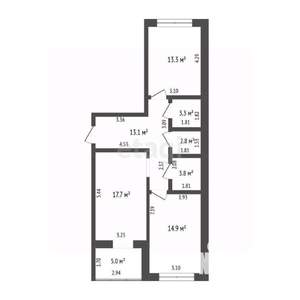 2-к квартира, вторичка, 74м2, 6/9 этаж