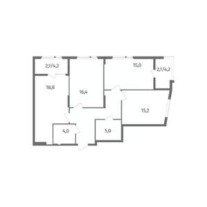 3-к квартира, вторичка, 92м2, 5/12 этаж