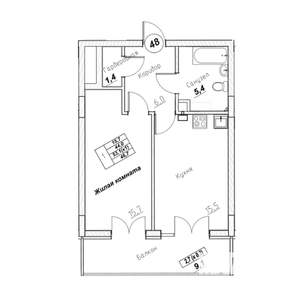 1-к квартира, вторичка, 47м2, 2/7 этаж