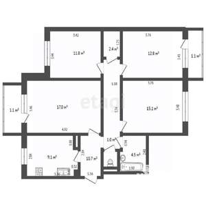 4-к квартира, вторичка, 82м2, 4/9 этаж