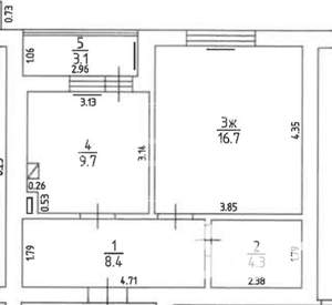 1-к квартира, вторичка, 42м2, 9/10 этаж