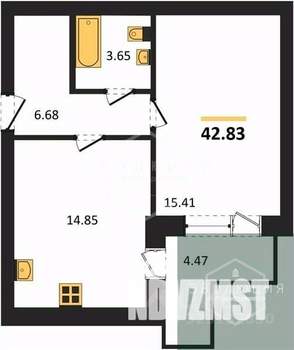 1-к квартира, вторичка, 43м2, 2/9 этаж