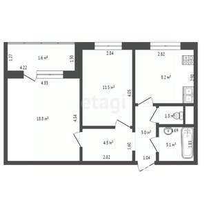 2-к квартира, вторичка, 50м2, 1/5 этаж