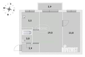 2-к квартира, вторичка, 44м2, 3/5 этаж