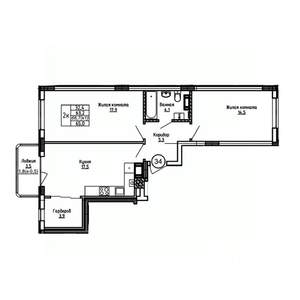 2-к квартира, вторичка, 65м2, 3/9 этаж