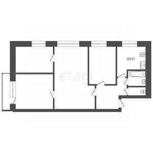 4-к квартира, вторичка, 62м2, 2/5 этаж