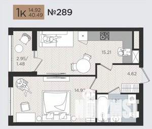 1-к квартира, строящийся дом, 40м2, 4/10 этаж