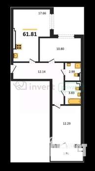 2-к квартира, вторичка, 62м2, 2/4 этаж