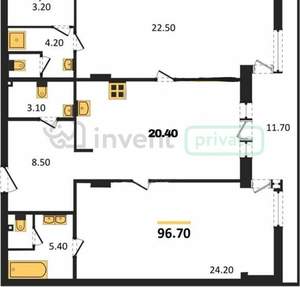 2-к квартира, вторичка, 97м2, 9/10 этаж