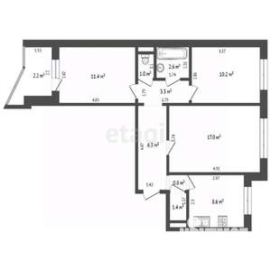 3-к квартира, вторичка, 64м2, 6/10 этаж