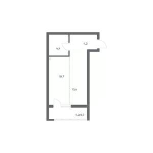 1-к квартира, строящийся дом, 32м2, 2/18 этаж
