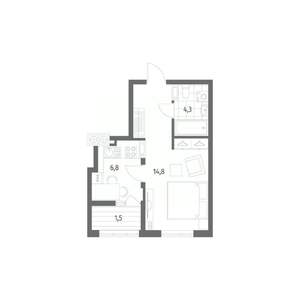 1-к квартира, строящийся дом, 33м2, 7/8 этаж