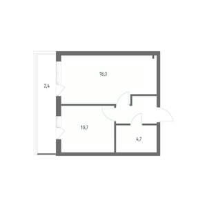 1-к квартира, строящийся дом, 40м2, 1/8 этаж