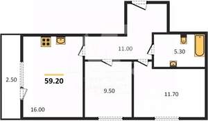 2-к квартира, вторичка, 59м2, 6/10 этаж