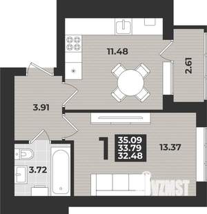 1-к квартира, вторичка, 35м2, 3/9 этаж