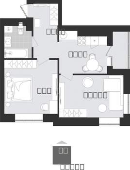 2-к квартира, строящийся дом, 52м2, 1/9 этаж