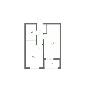 1-к квартира, строящийся дом, 39м2, 7/8 этаж