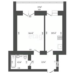 1-к квартира, сданный дом, 38м2, 4/13 этаж