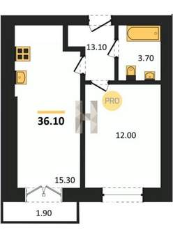 1-к квартира, вторичка, 34м2, 2/4 этаж
