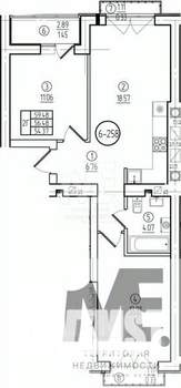 2-к квартира, вторичка, 56м2, 9/9 этаж