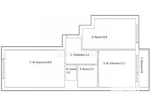 2-к квартира, вторичка, 53м2, 7/9 этаж