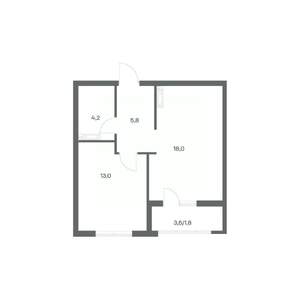 1-к квартира, строящийся дом, 43м2, 9/18 этаж